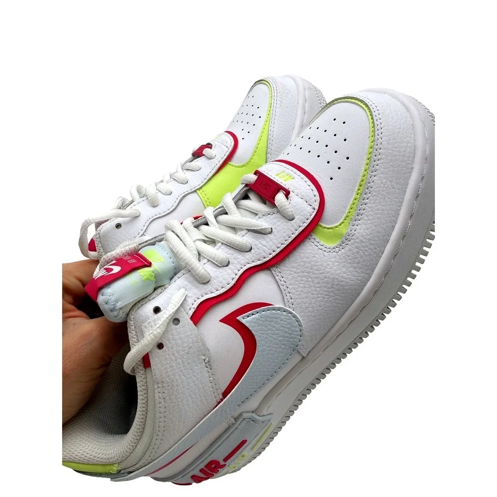 Nike Air Force 1 Shadow White Siren Red‎ Volt Sneakers FQ8885-100 Womens 8.5